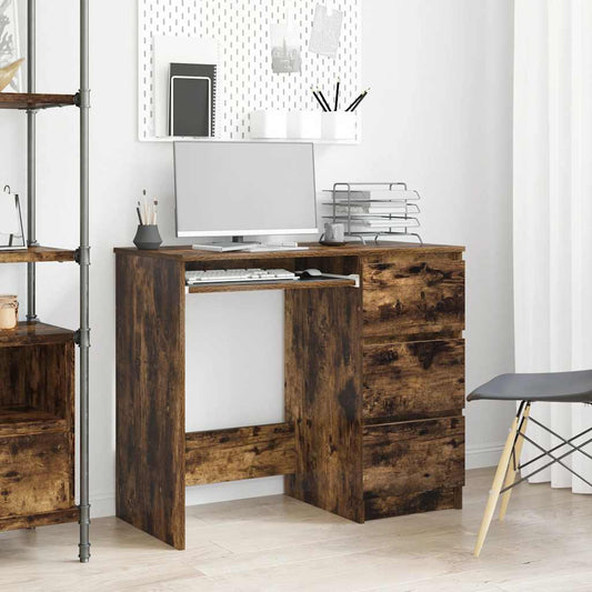 Scrivania Rovere Fumo 90x45x76 cm in Legno Multistrato - homemem39