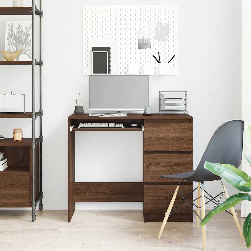 Scrivania Rovere Marrone 90x45x76 cm in Legno Multistrato - homemem39