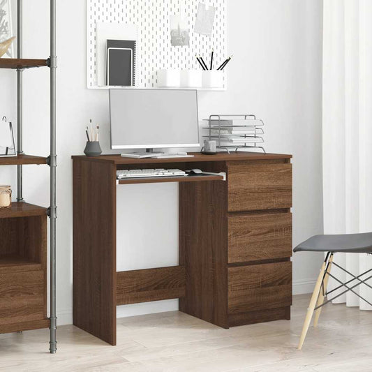 Scrivania Rovere Marrone 90x45x76 cm in Legno Multistrato - homemem39