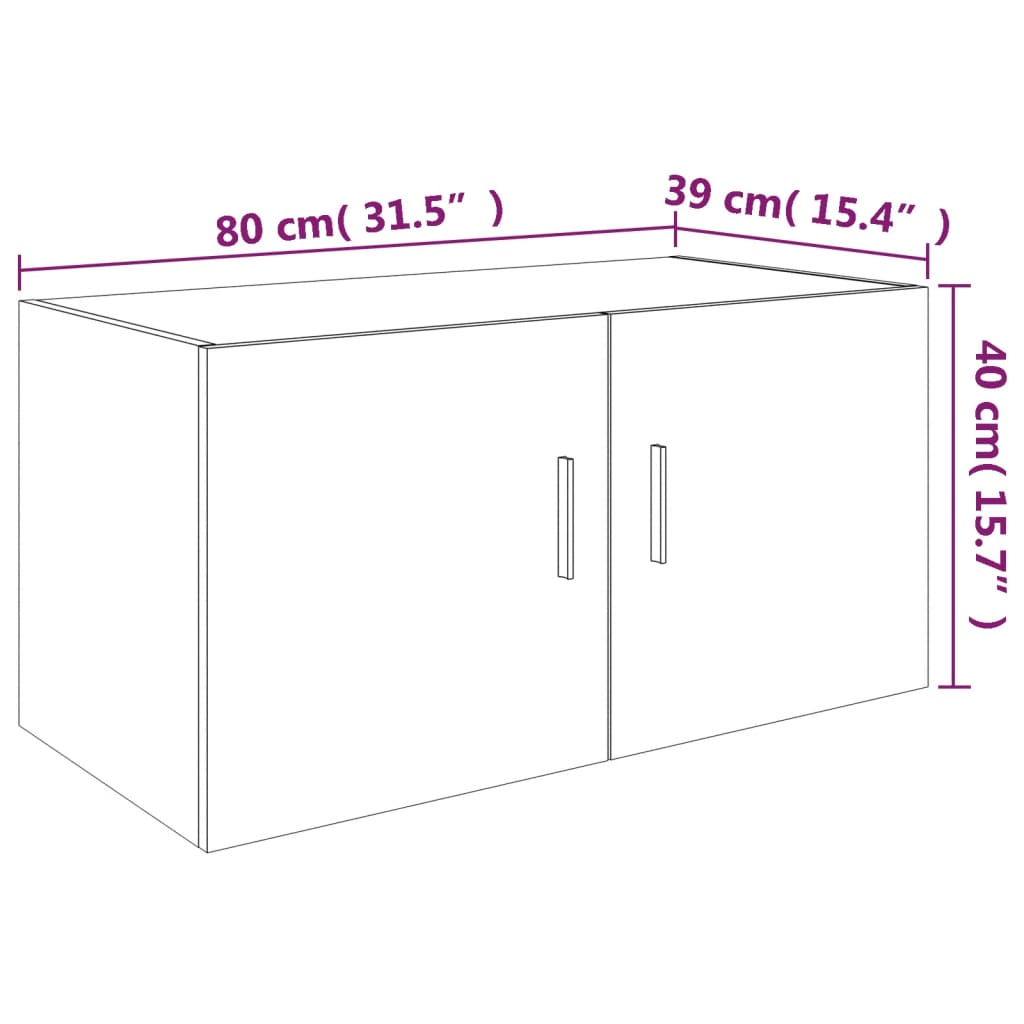 Armadietto da Parete Rovere Fumo 80x39x40 cm Legno Multistrato | homemem39