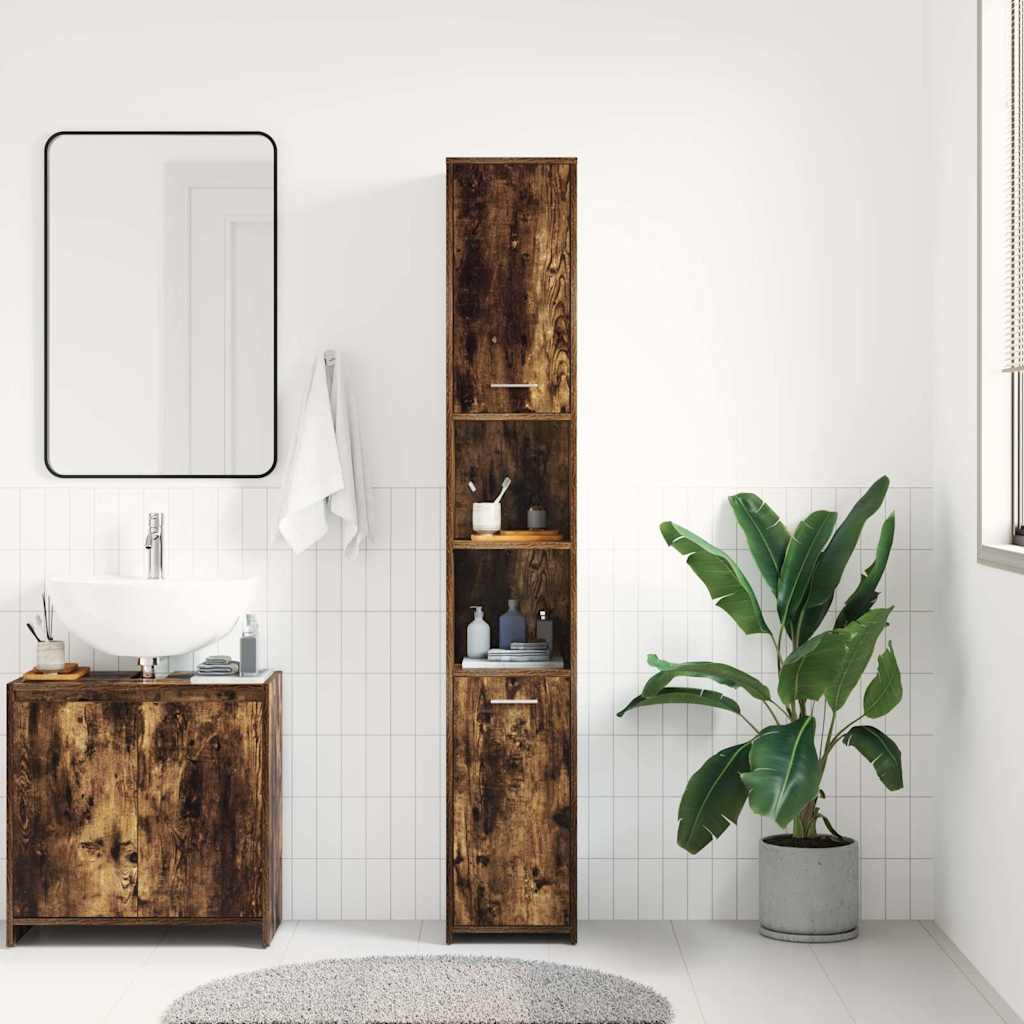 Armadietto Bagno Rovere Fumo 30x30x183,5cm Legno tecnico | homemem39