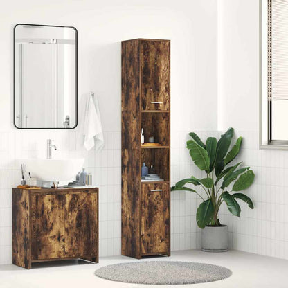Armadietto Bagno Rovere Fumo 30x30x183,5cm Legno tecnico