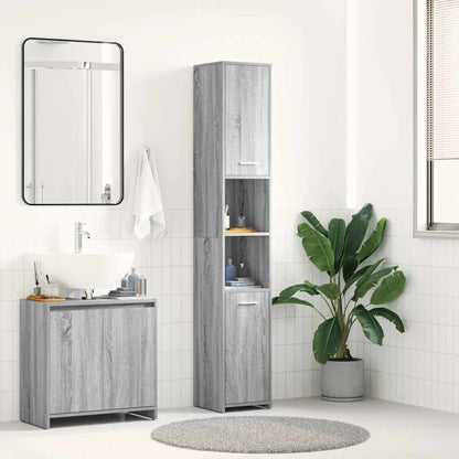 Armadietto Bagno Grigio Sonoma 30x30x183,5 cm Legno tecnico