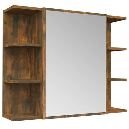 Mobile Bagno Specchio Rovere Fumo 80x20,5x64 Legno Multistrato | homemem39