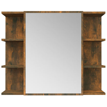 Mobile Bagno Specchio Rovere Fumo 80x20,5x64 Legno Multistrato | homemem39