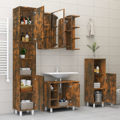Mobile Bagno Specchio Rovere Fumo 80x20,5x64 Legno Multistrato | homemem39