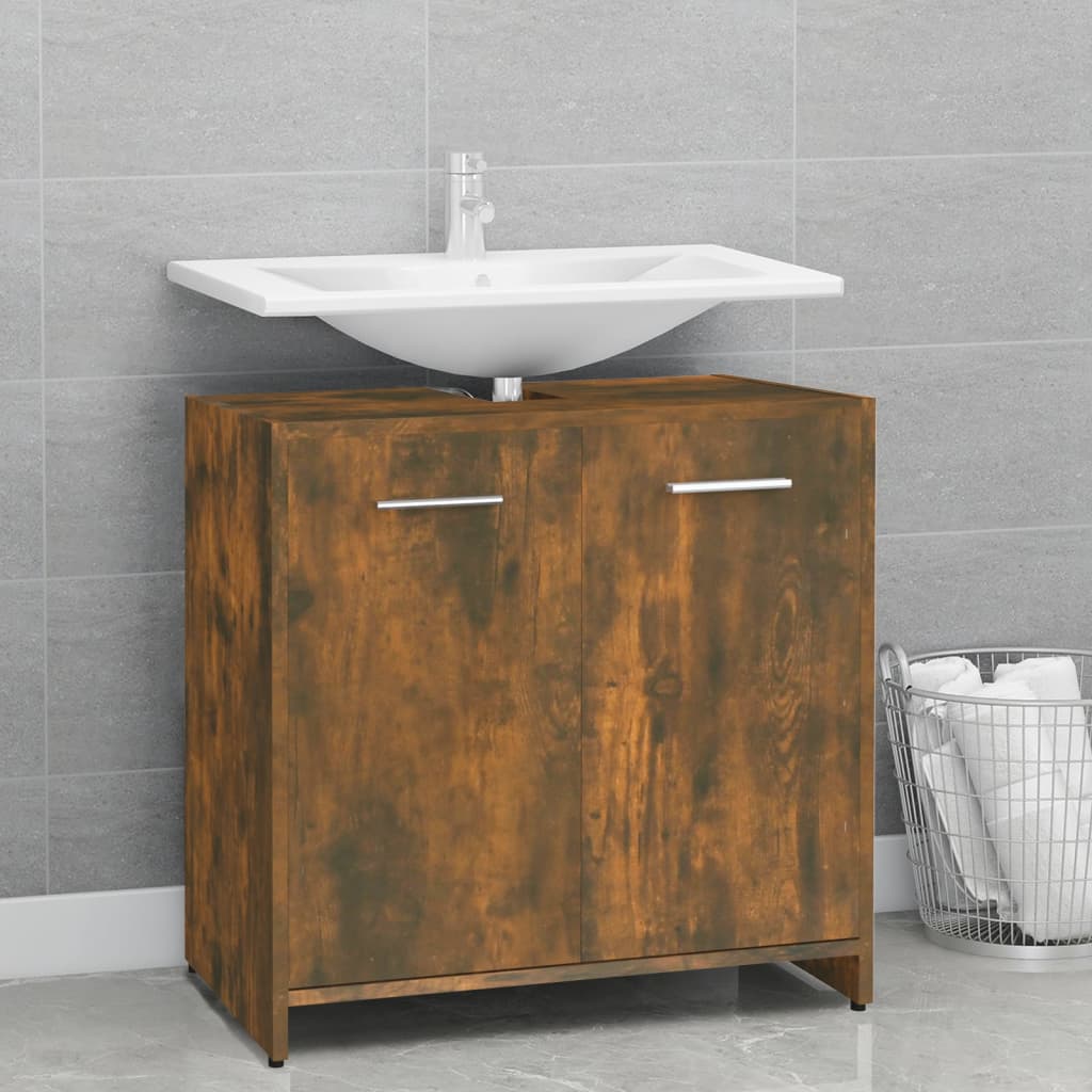 Armadietto Bagno Rovere Fumo 60x33x60 cm in Legno Multistrato - homemem39