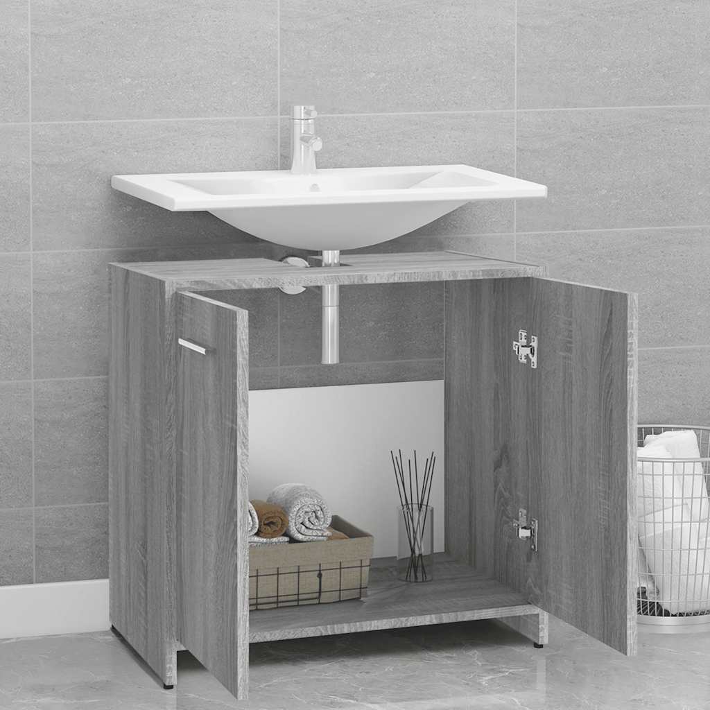 Armadietto Bagno Grigio Sonoma 60x33x60 cm in Legno Multistrato - homemem39