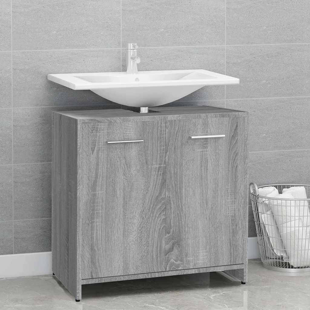 Armadietto Bagno Grigio Sonoma 60x33x60 cm in Legno Multistrato - homemem39