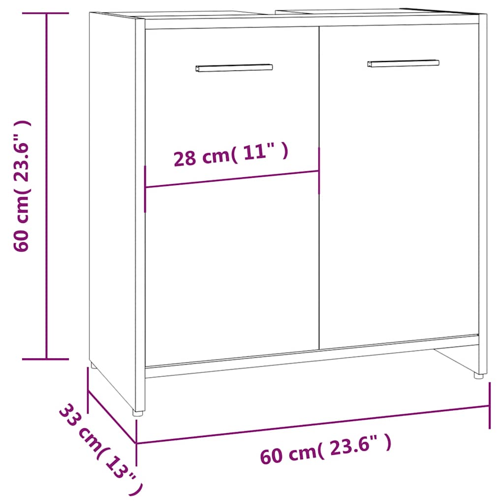 Armadietto Bagno Rovere Marrone 60x33x60cm Legno Ingegnerizzato - homemem39