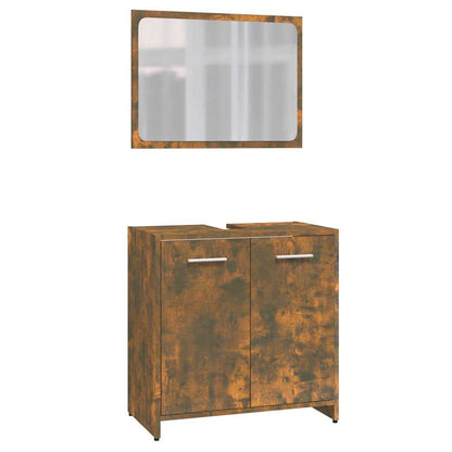 Set di Mobili da Bagno Rovere Fumo in Legno Multistrato