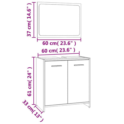 Set di Mobili da Bagno Rovere Fumo in Legno Multistrato | homemem39