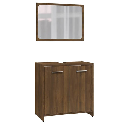 Set Mobili da Bagno Rovere Marrone in Legno Multistrato | homemem39