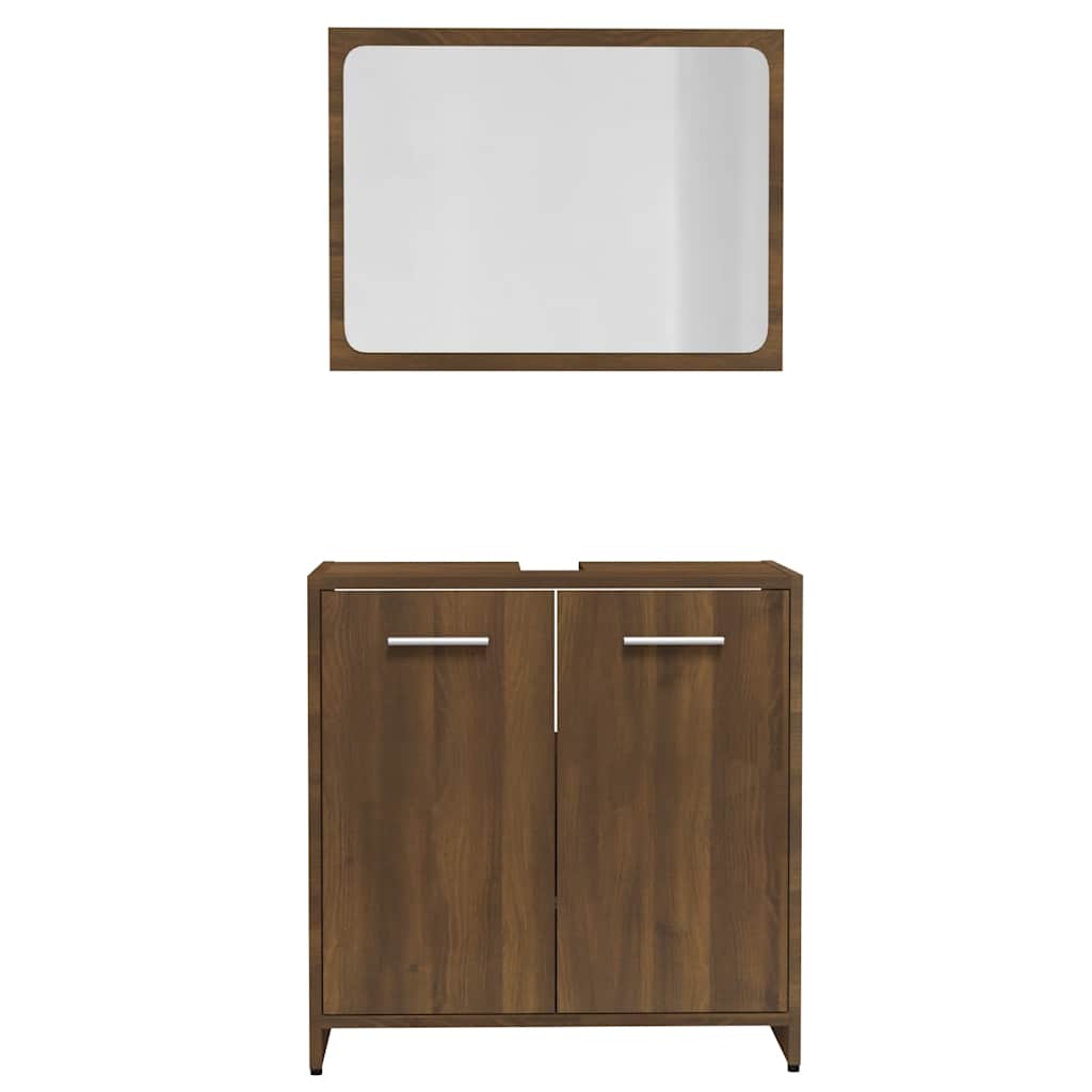 Set Mobili da Bagno Rovere Marrone in Legno Multistrato | homemem39