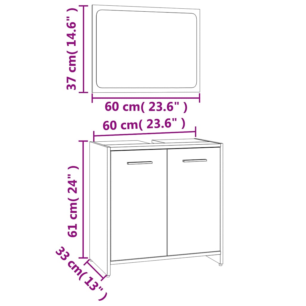Set Mobili da Bagno Rovere Marrone in Legno Multistrato | homemem39