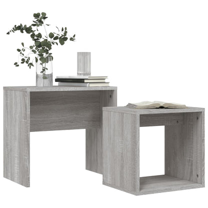 Tavolini Salotto Impilabili 2pz Grigio Sonoma Legno Multistrato | homemem39