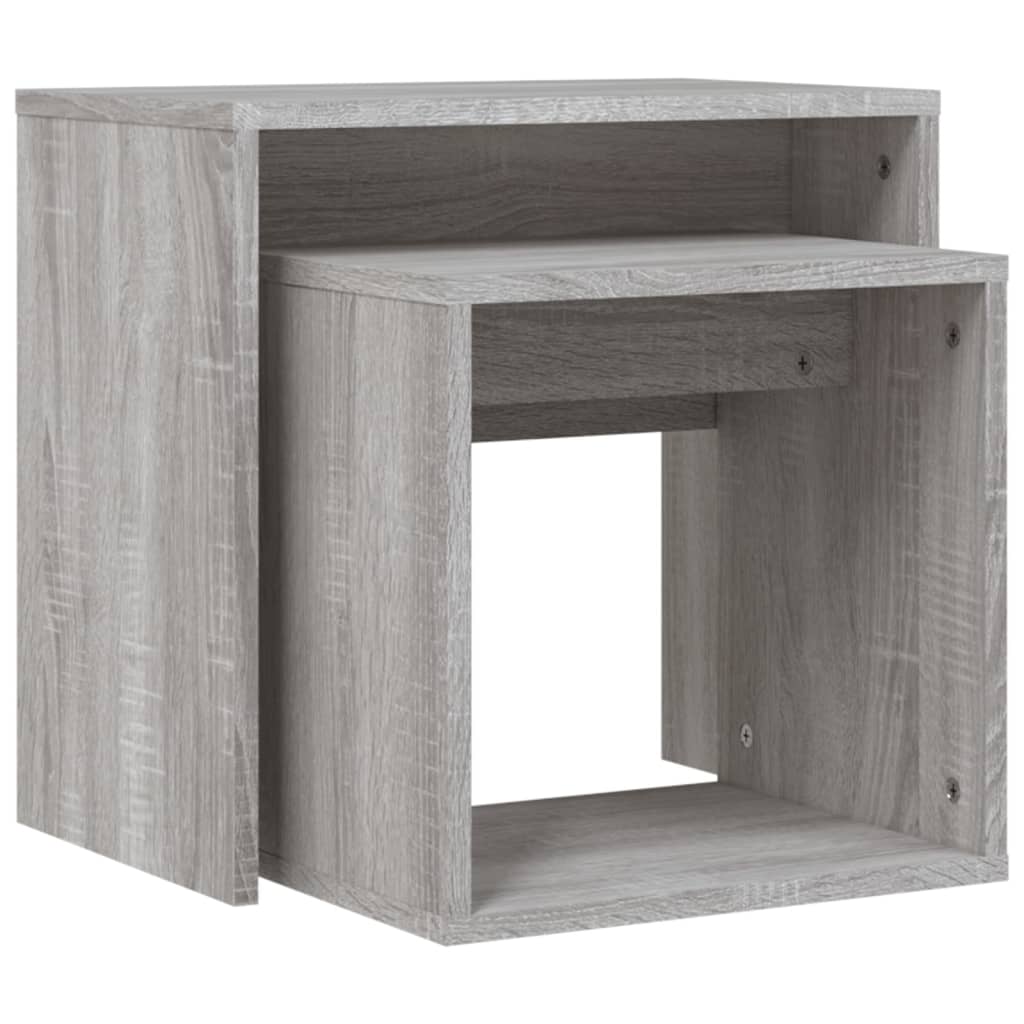 Tavolini Salotto Impilabili 2pz Grigio Sonoma Legno Multistrato | homemem39
