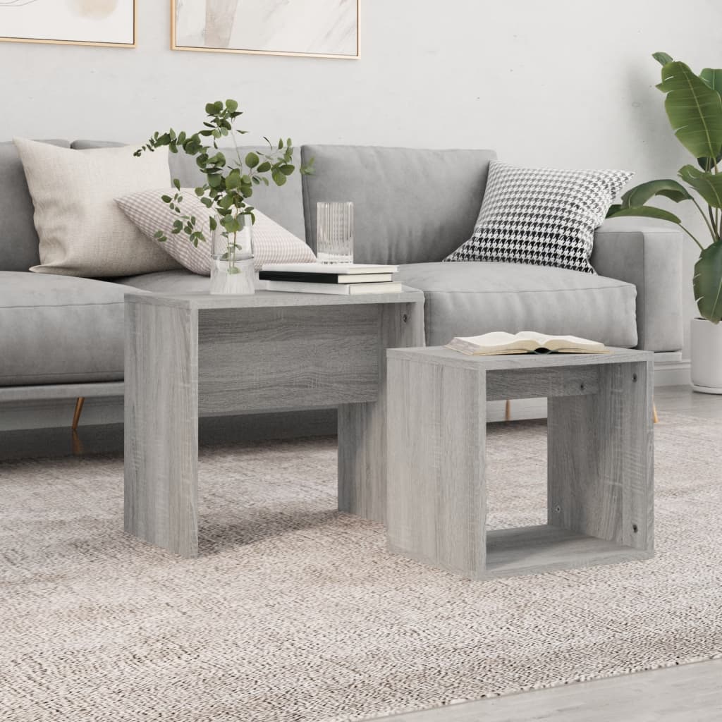 Tavolini Salotto Impilabili 2pz Grigio Sonoma Legno Multistrato | homemem39