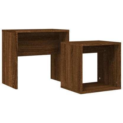 Tavolini Impilabili 2 pz Rovere Marrone in Legno Multistrato | homemem39