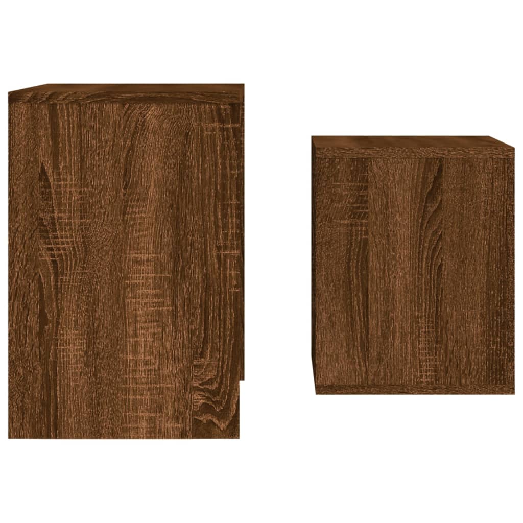 Tavolini Impilabili 2 pz Rovere Marrone in Legno Multistrato | homemem39