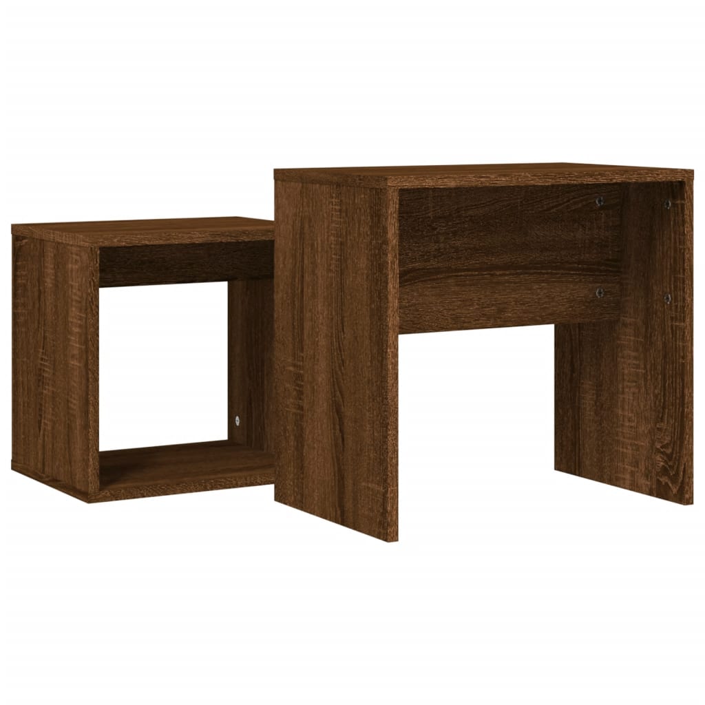 Tavolini Impilabili 2 pz Rovere Marrone in Legno Multistrato | homemem39
