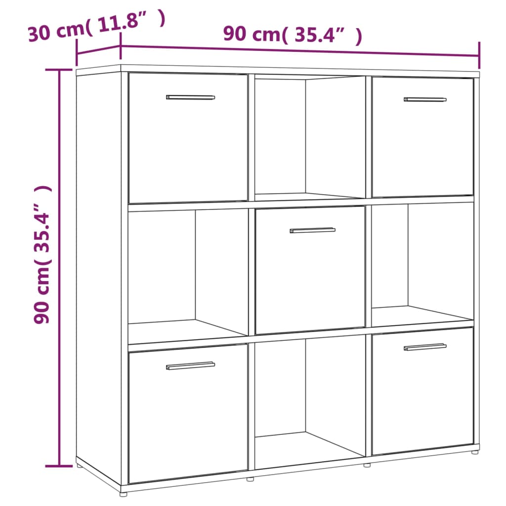Libreria Rovere Fumo 90x30x90 cm in Legno Multistrato | homemem39