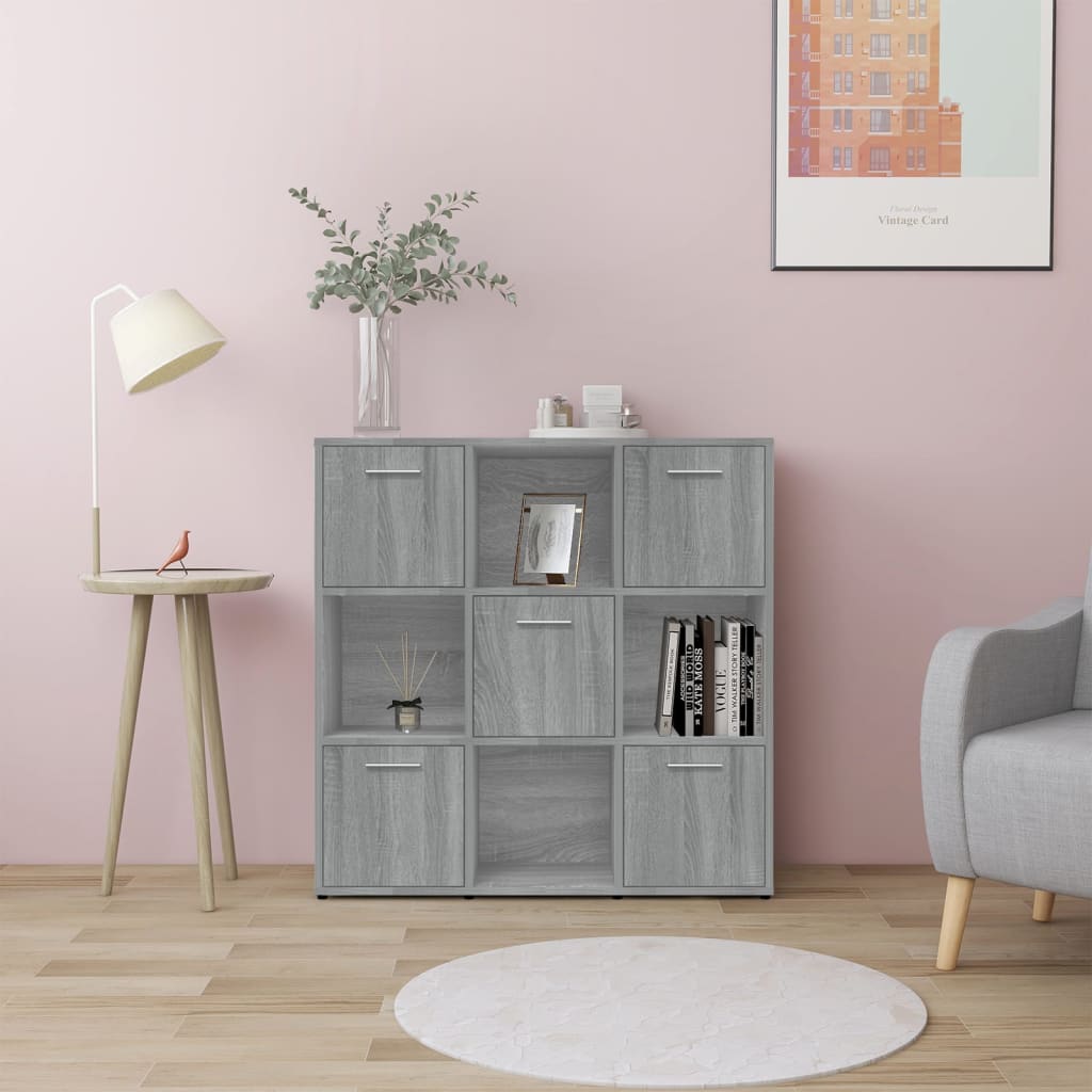 Libreria Grigio Sonoma 90x30x90 cm in Legno Multistrato | homemem39