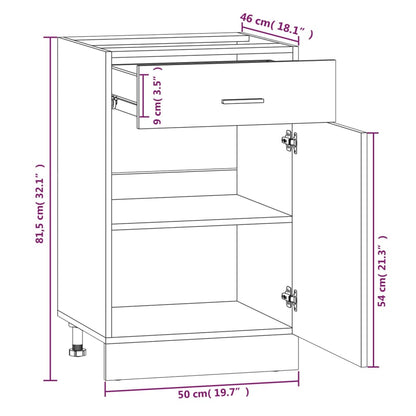 Mobile con Cassetto “Lyon” Rovere Fumo 50x46x81,5 cm - homemem39