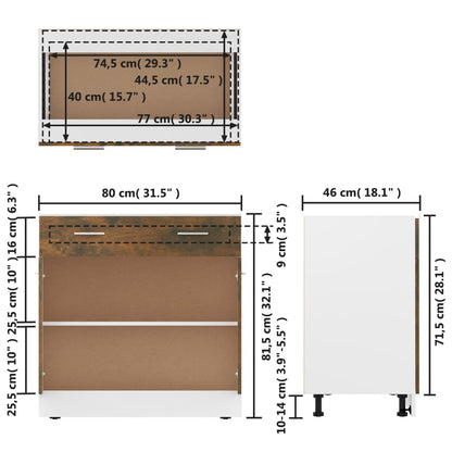 Mobile con Cassetto “Lyon” Rovere Fumo 80x46x81,5 cm - homemem39