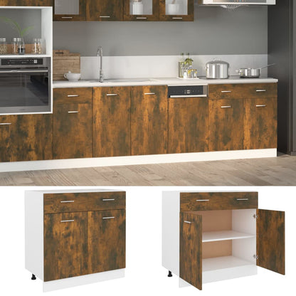 Mobile con Cassetto “Lyon” Rovere Fumo 80x46x81,5 cm - homemem39