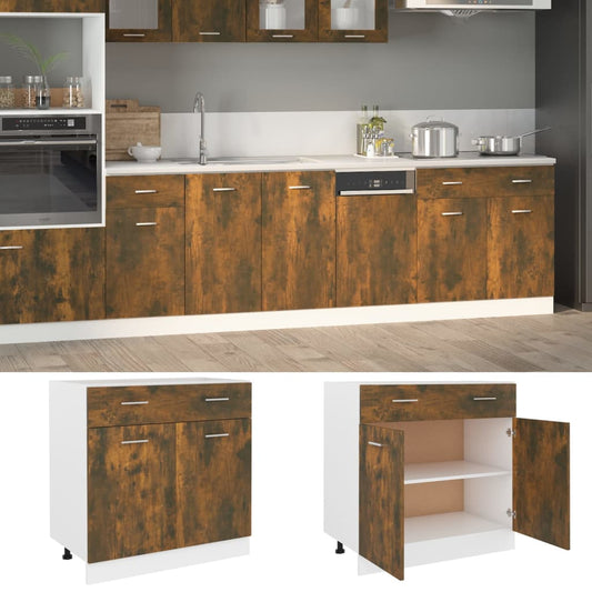 Mobile con Cassetto “Lyon” Rovere Fumo 80x46x81,5 cm - homemem39