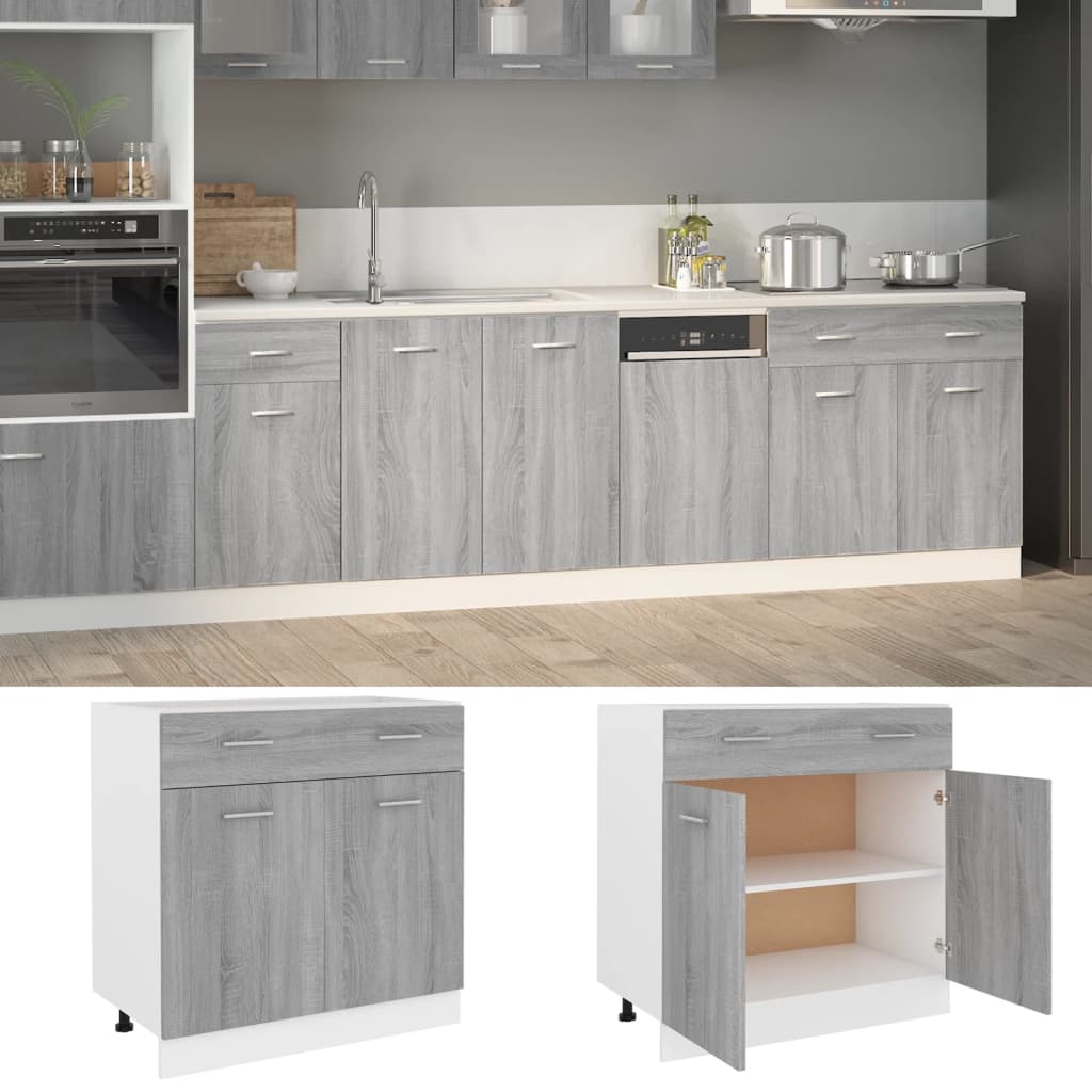 Mobile con Cassetto “Lyon” Grigio Sonoma 80x46x81,5 | homemem39