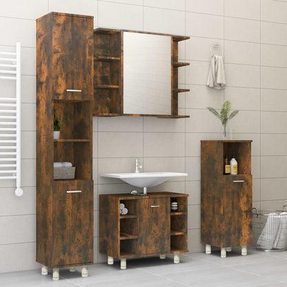 Armadietto Bagno Rovere Fumo 30x30x95 cm in Legno Multistrato | homemem39
