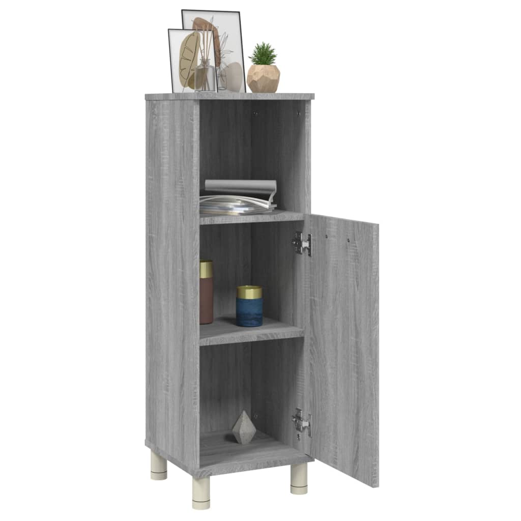 Armadietto Bagno Grigio Sonoma 30x30x95 cm in Legno Multistrato