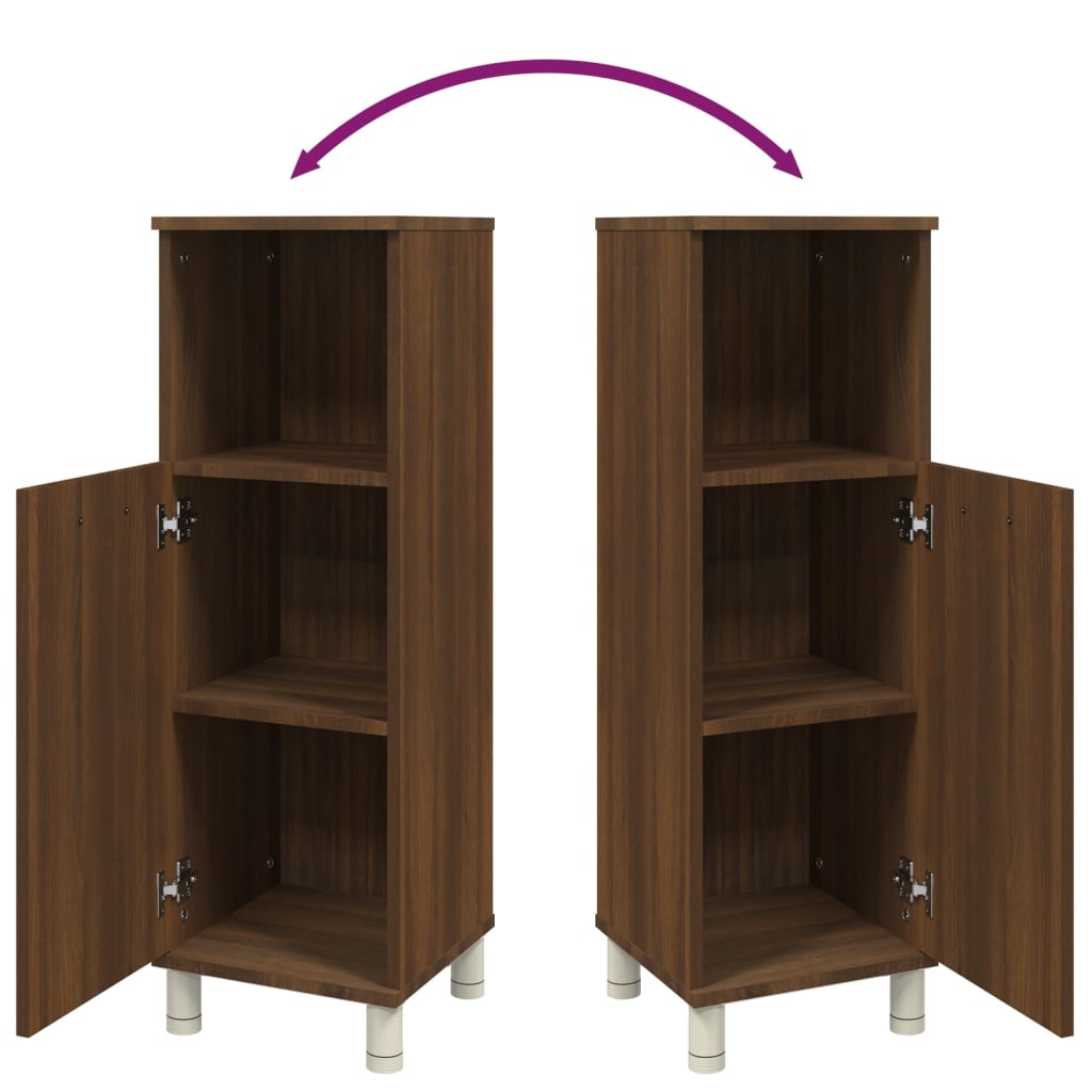 Armadietto Bagno Rovere Marrone 30x30x95cm in Legno Multistrato