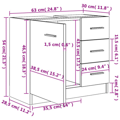 Mobile Lavabo Rovere Fumo 63x30x54 cm in Legno Multistrato | homemem39