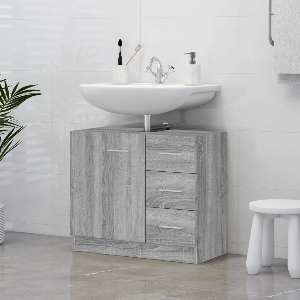 Mobile Lavabo Grigio Sonoma 63x30x54 cm in Legno Multistrato | homemem39