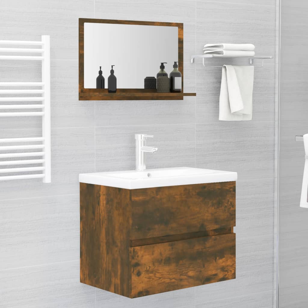 Specchio da Bagno Rovere Fumo 60x10,5x37cm in Legno Multistrato | homemem39