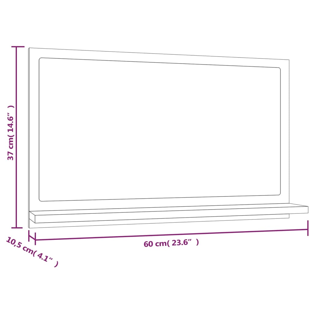 Specchio da Bagno Rovere Fumo 60x10,5x37cm in Legno Multistrato | homemem39