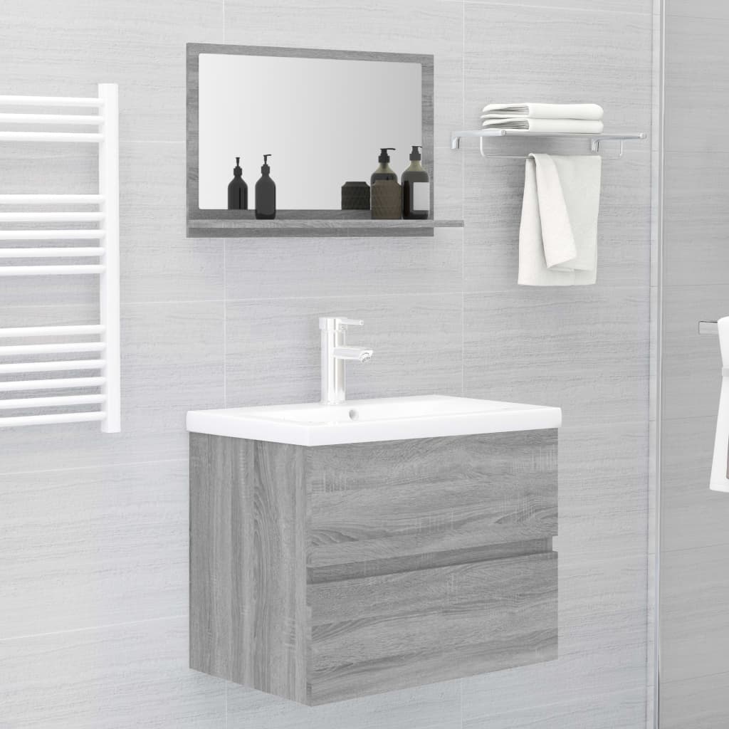 Specchio da Bagno Grigio Sonoma 60x10,5x37 cm Legno Multistrato | homemem39