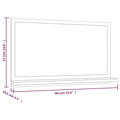 Specchio da Bagno Grigio Sonoma 60x10,5x37 cm Legno Multistrato | homemem39