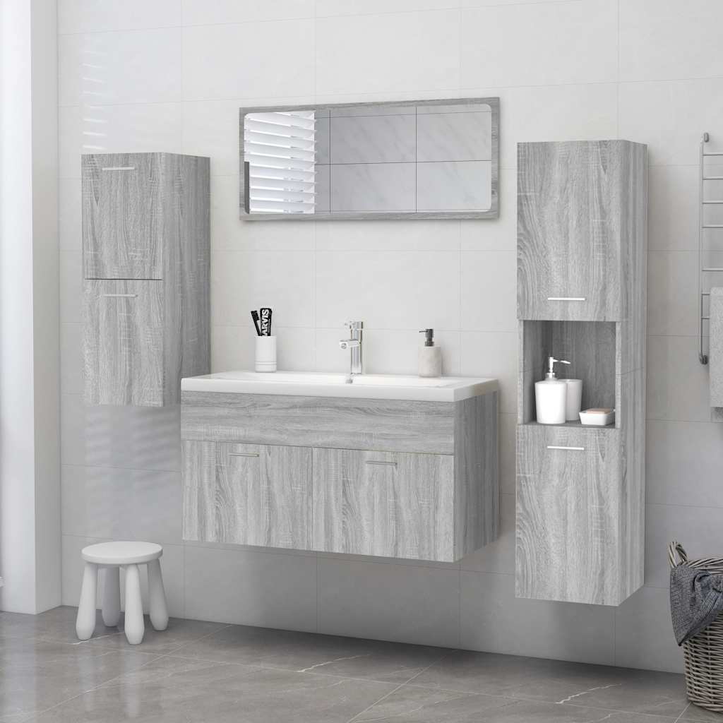 Armadietto Bagno Grigio Sonoma 30x30x130cm in Legno Multistrato | homemem39