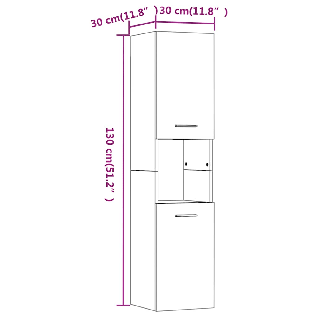 Armadietto Bagno Grigio Sonoma 30x30x130cm in Legno Multistrato | homemem39