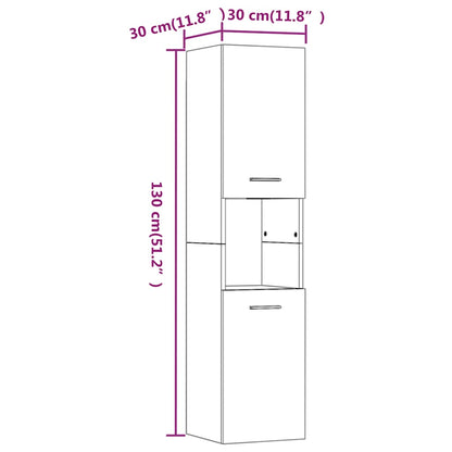 Armadietto Bagno Grigio Sonoma 30x30x130cm in Legno Multistrato | homemem39