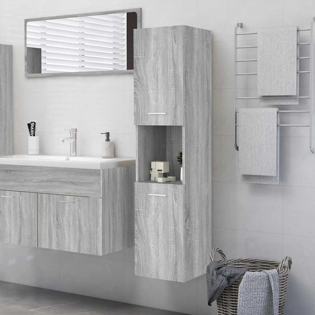 Armadietto Bagno Grigio Sonoma 30x30x130cm in Legno Multistrato | homemem39