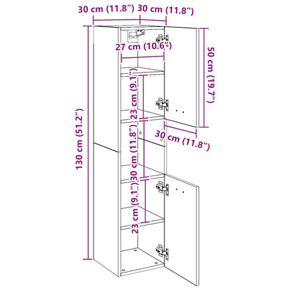 Mobile da Bagno Rovere Marrone 30x30x130cm in Legno Multistrato