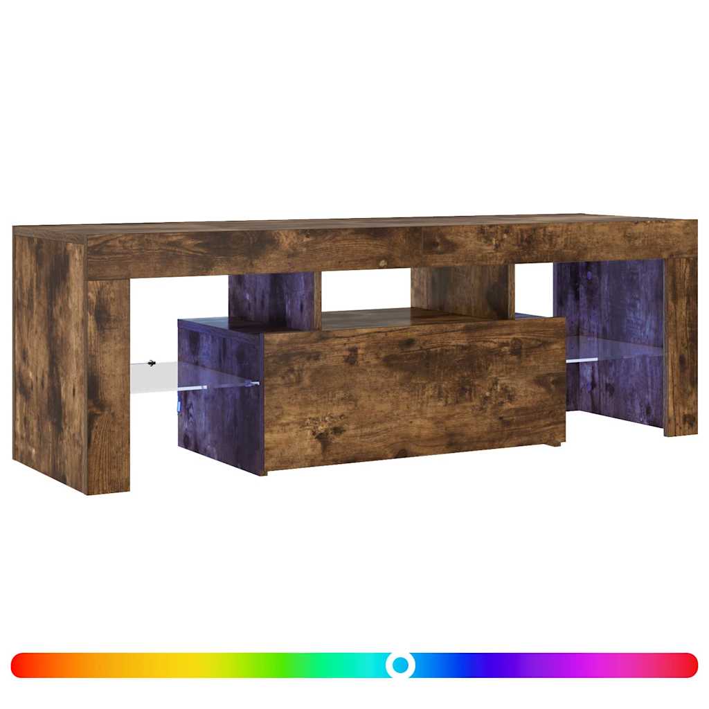 Mobile Porta TV con Luci LED Rovere Fumo 120x35x40 cm
