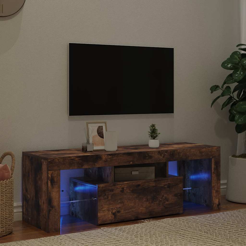 Mobile Porta TV con Luci LED Rovere Fumo 120x35x40 cm - homemem39