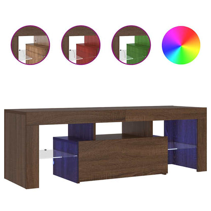 Mobile Porta TV con Luci LED Rovere Marrone 120x35x40 cm