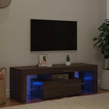 Mobile Porta TV con Luci LED Rovere Marrone 120x35x40 cm